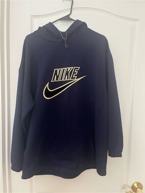 Nike Navy Crewneck Hoodie with Cream Swoosh Logo